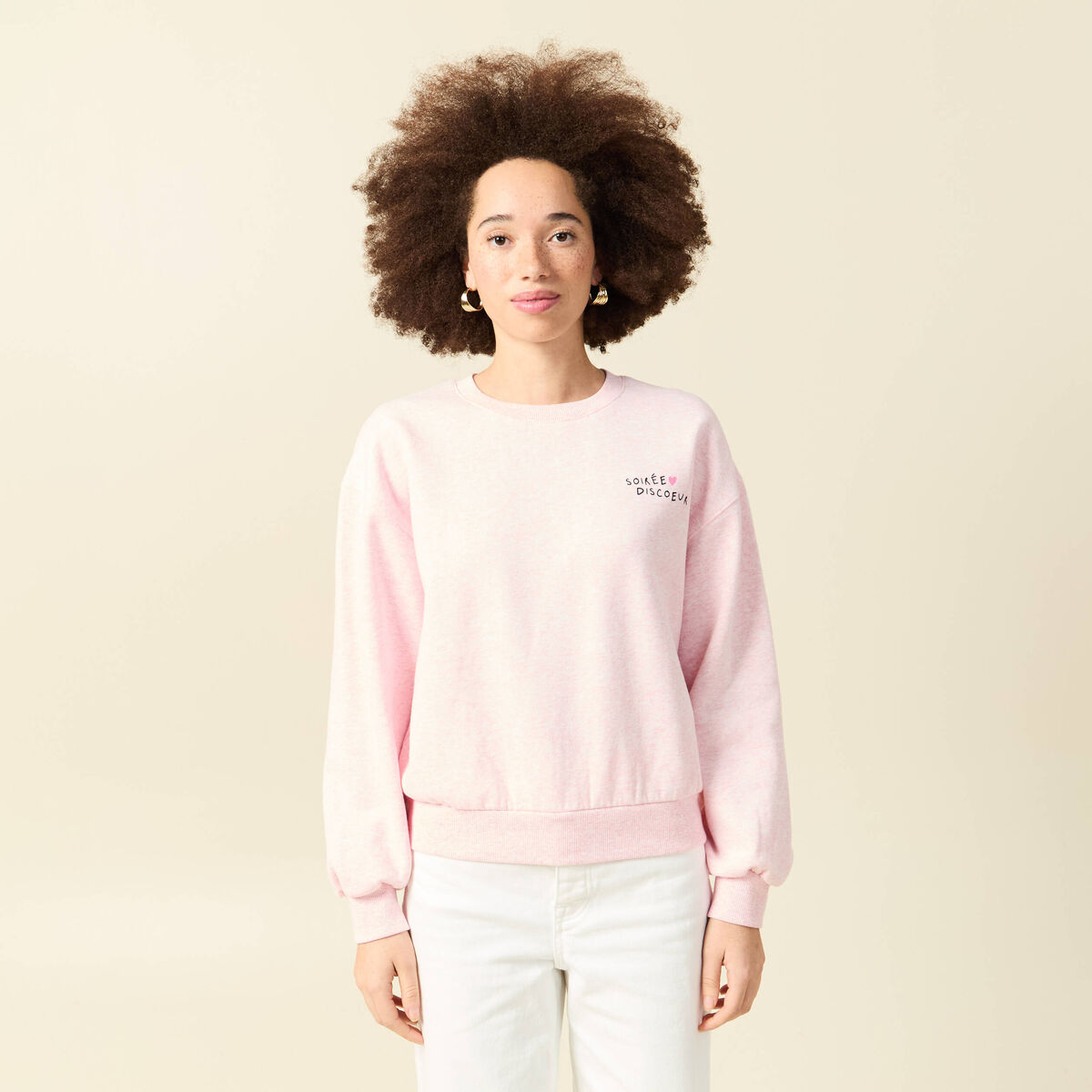 Sweat Atelier Beguin x Bonobo rose poudr&eacute;e femme