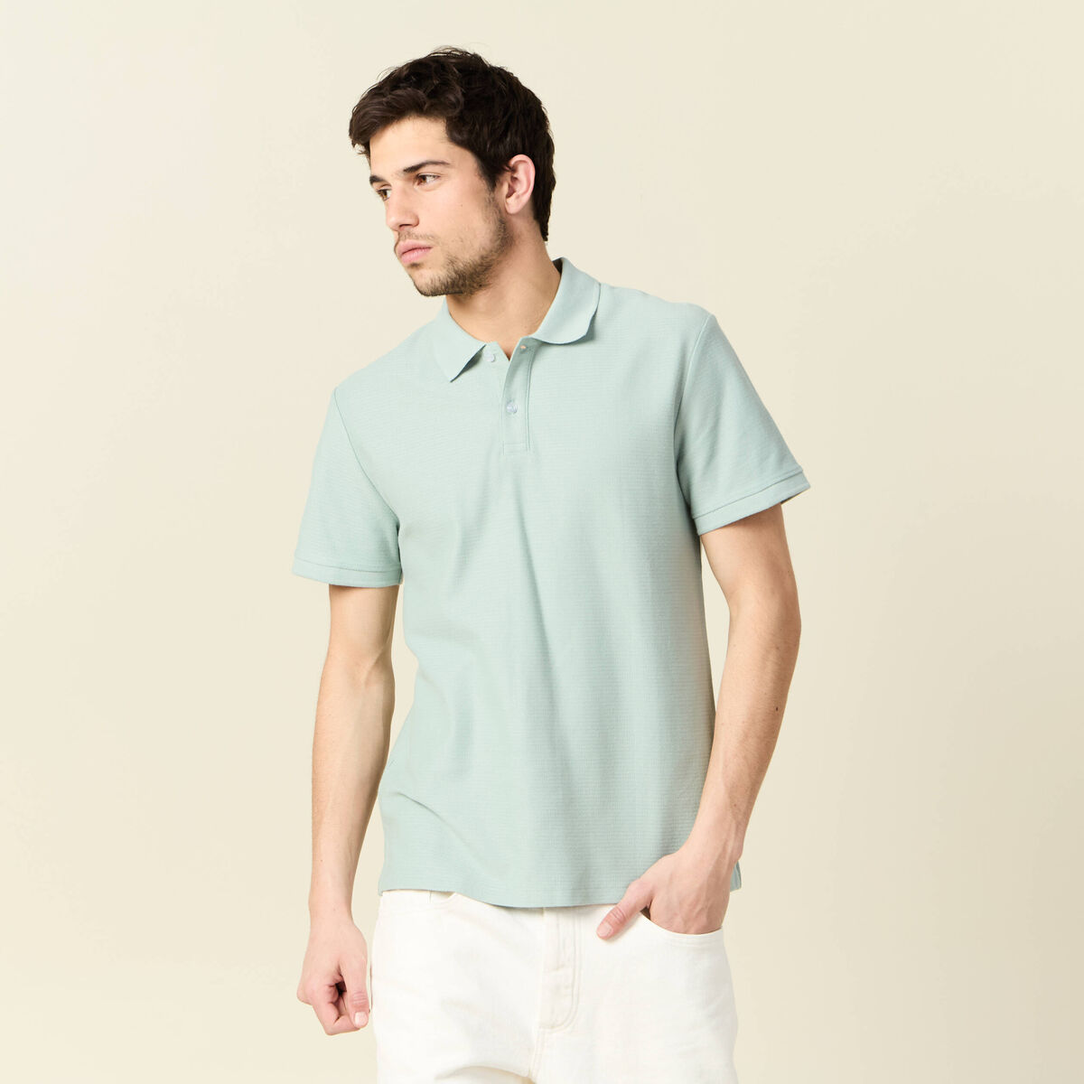 Polo manches courtes vert clair homme
