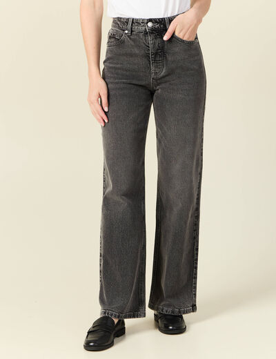 Jeans large éco-responsable denim snow gris femme