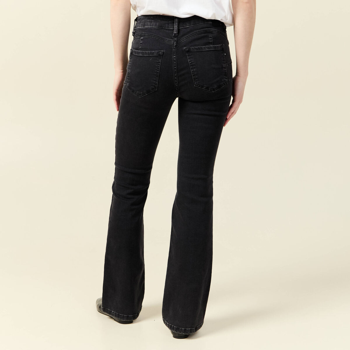 Jeans bootcut 5 poches denim gris femme