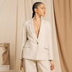 Blazer manches longues col tailleur sable femme