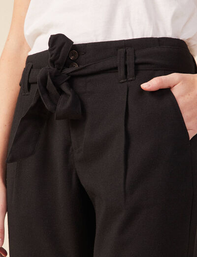 Pantalon paperbag noir femme