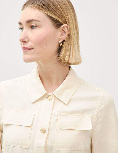 Veste courte boutonn&eacute;e ecru femme