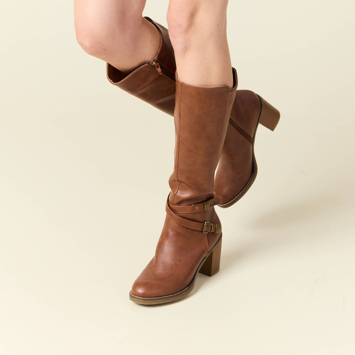 Bottes &agrave; talon marron femme