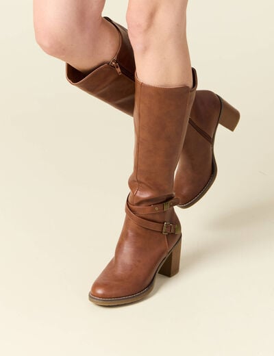 Bottes &agrave; talon marron femme