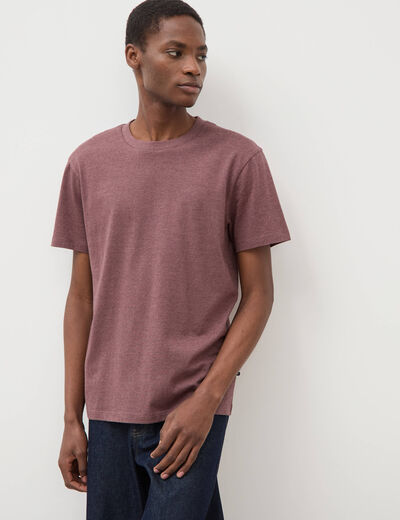 T-shirt cintr&eacute; col rond manches courtes vieux rose homme