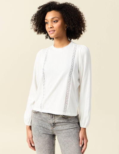 T-shirt manches longues ecru femme