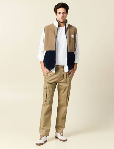 Pantalon cargo poches côtés vert kaki homme
