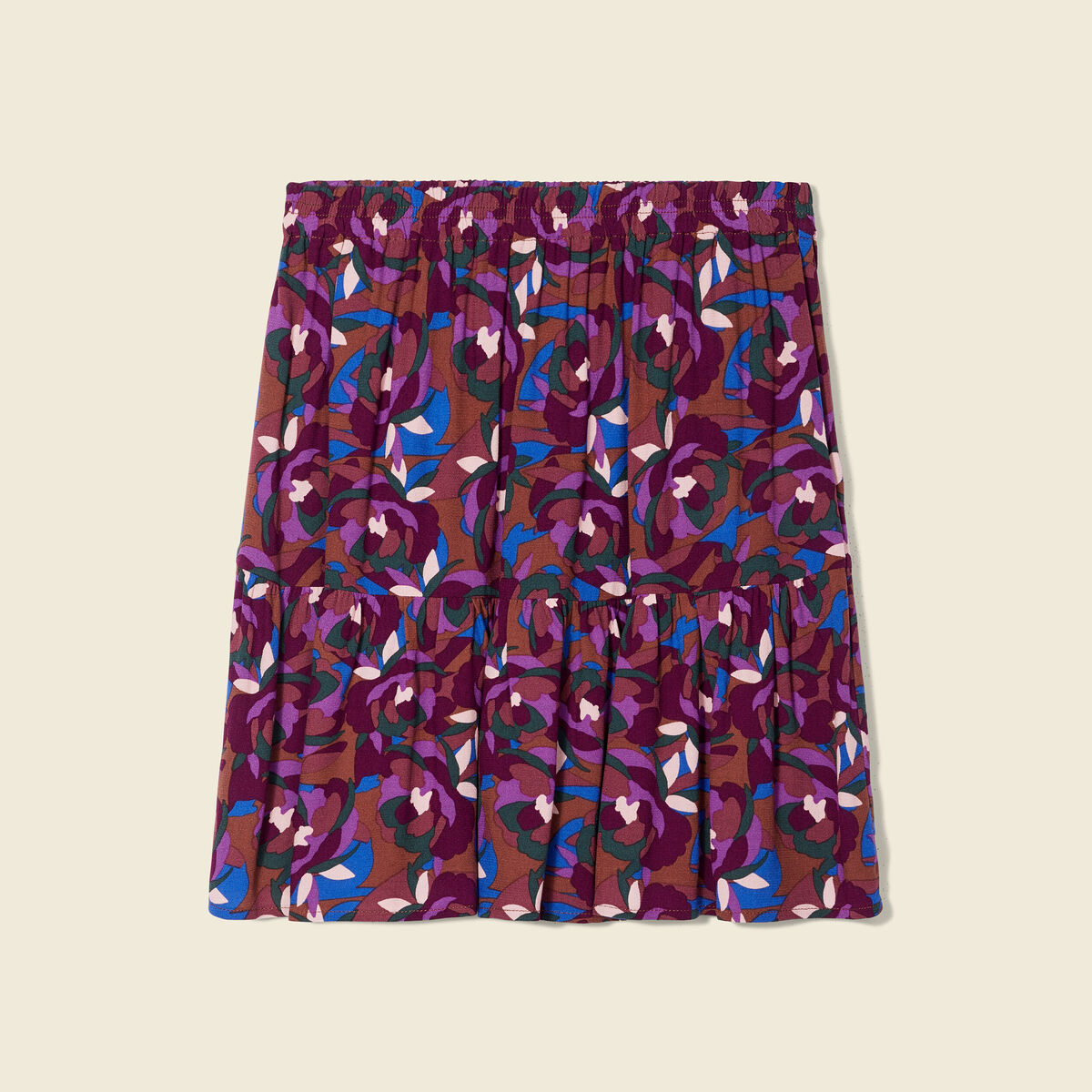 Jupe patineuse fluide marron femme