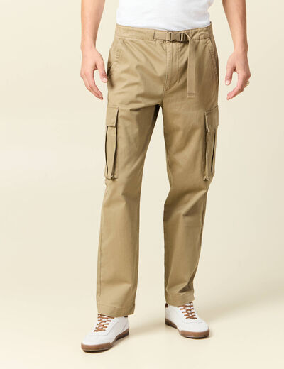 Pantalon cargo poches côtés vert kaki homme