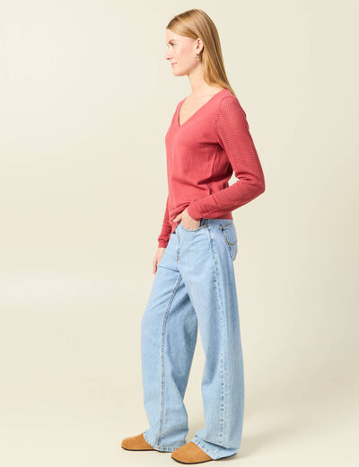 Pull à manches longues rose framboise femme