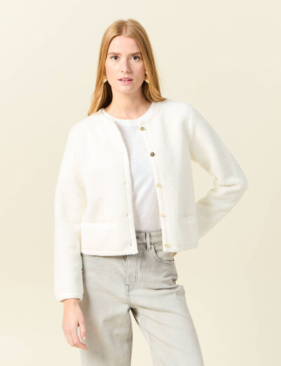 Gilet manches longues ecru femme