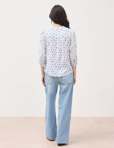Chemise &agrave; manches longues bleu femme