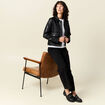 Blouson simili cuir noir femme