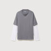 T-shirt droit manches longues col rond gris homme