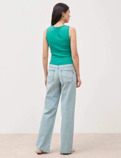 D&eacute;bardeur ajust&eacute; col rond en coton vert femme