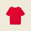 Pull col rond manches courtes rouge fonc&eacute; femme