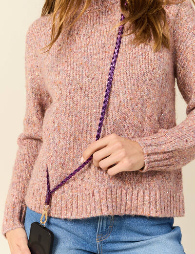 Dragonne de téléphone tressée violet clair femme