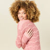 Pull manches longues ajouré rose saumon femme