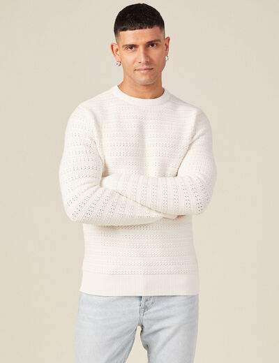 Pull éco-responsable ecru homme