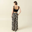 Pantalon large taille haute noir femme
