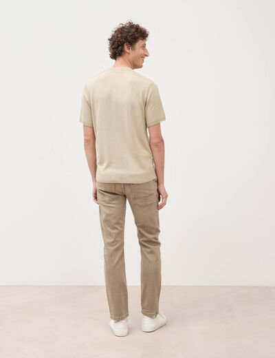 T-shirt col rond manches courtes beige homme