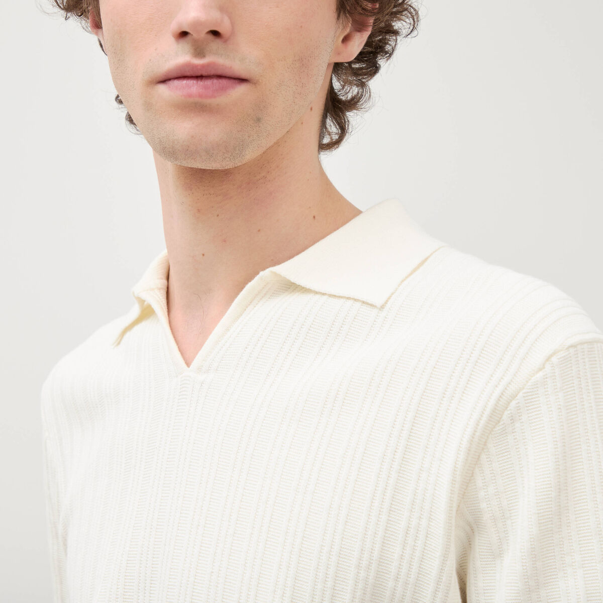 Polo manches courtes ecru homme