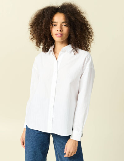 Chemise oversize en coton ecru femme