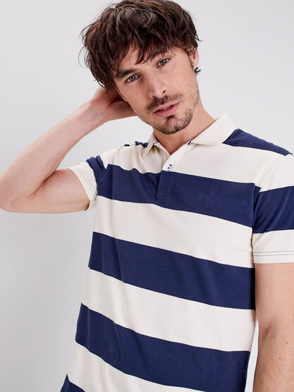 Polo manches courtes bleu marine homme
