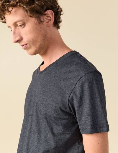 T-shirt manches courtes homme bleu fonc&eacute; homme
