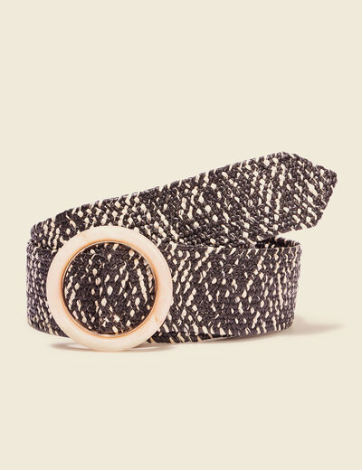 Ceinture large tressée noir femme