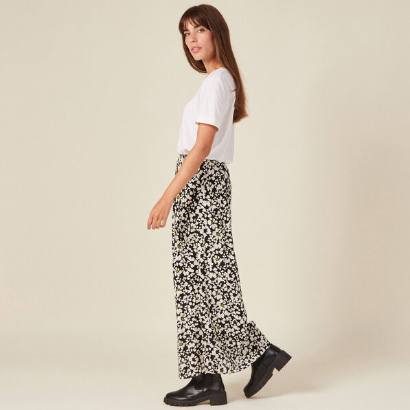 Jupe longue évasée fluide noir femme