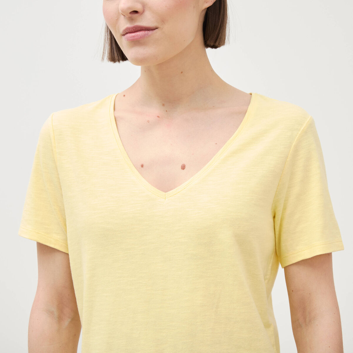 T-shirt manches courtes jaune pastel femme