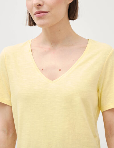 T-shirt manches courtes jaune pastel femme