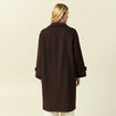 Manteau droit long col montant marron fonc&eacute; femme