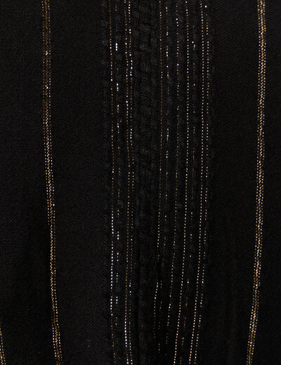 Robe longue évasée fluide noir femme