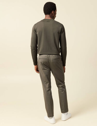 Pantalon chino stretch vert fonc&eacute; homme