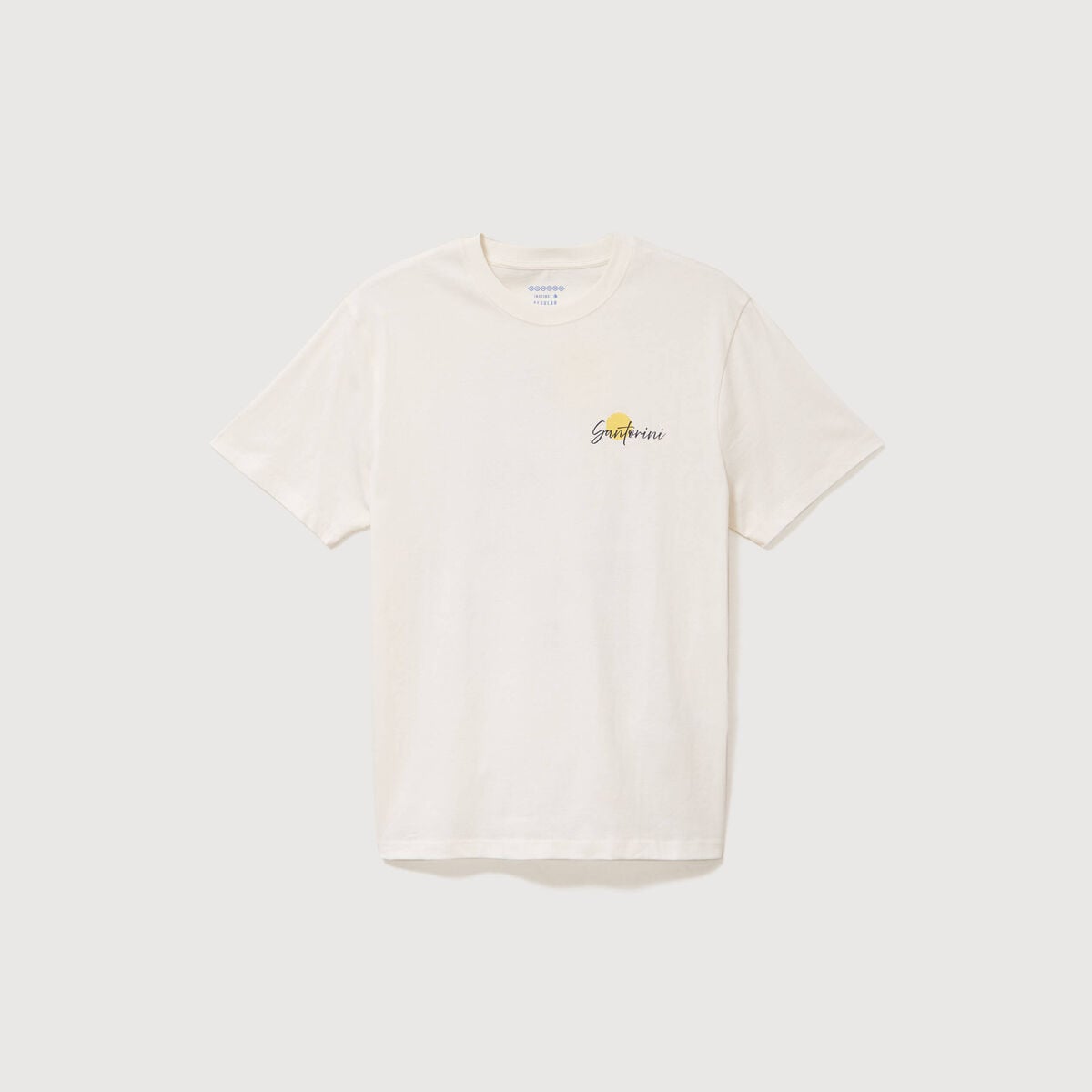 T-shirt droit en coton col rond ecru homme