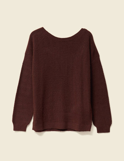 Pull manches longues marron femme