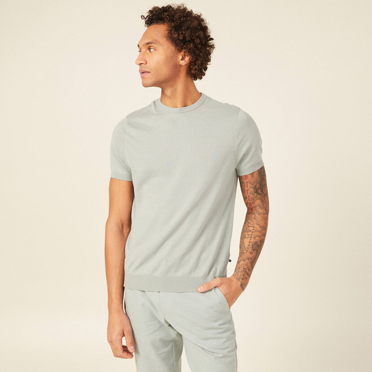 T-shirt manches courtes bleu gris homme