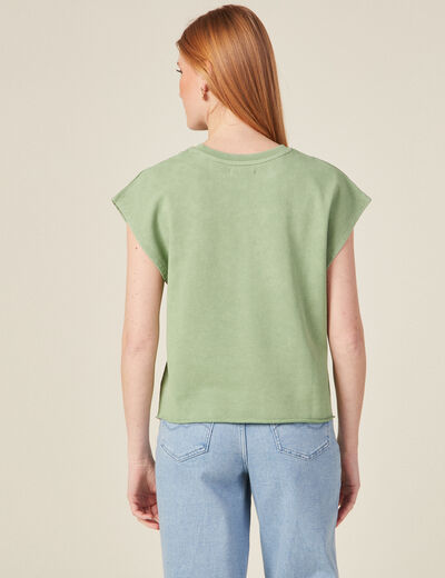 Sweat sans manches à clous vert kaki femme