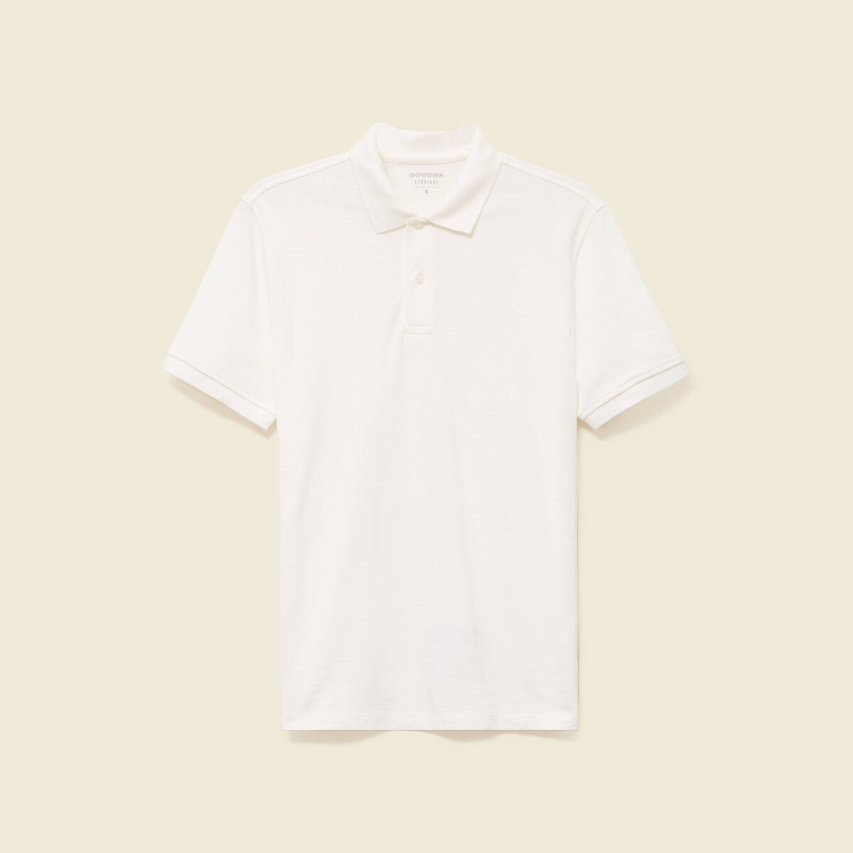 Polo cintré manches courtes en coton ecru homme