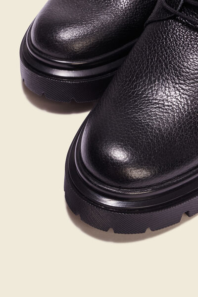 Bottines plates en cuir noir femme