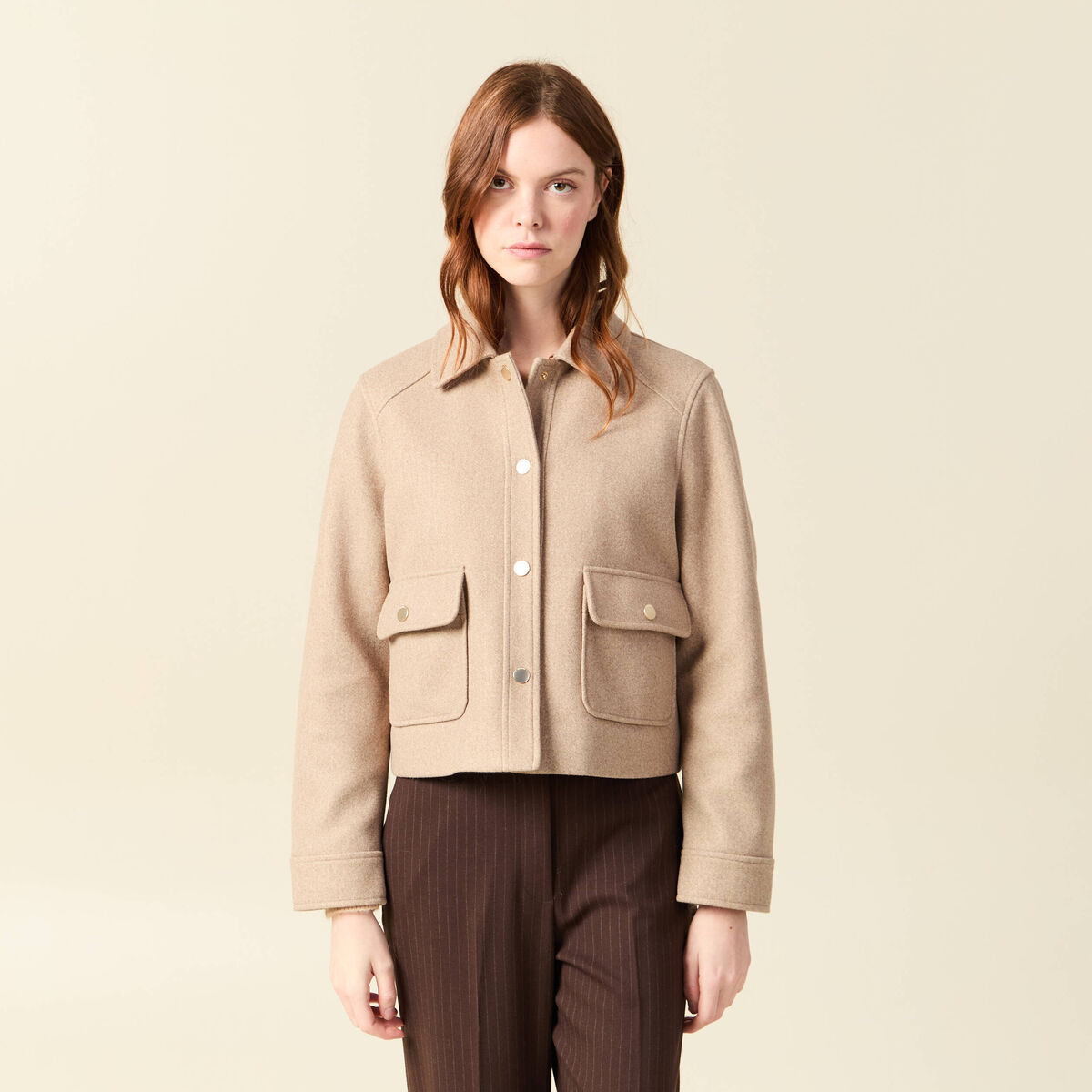 Blouson manches longues doubl&eacute; sable femme
