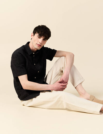 Chemise manches courtes noir homme