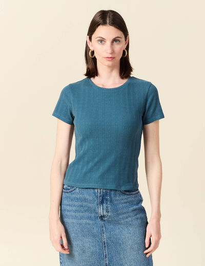 T-shirt manches courtes bleu gris femme