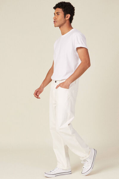 Jeans relaxed 5 poches denim blanc homme