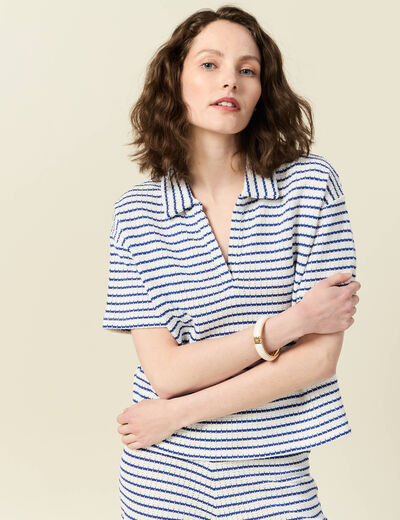 Polo manches courtes ecru femme