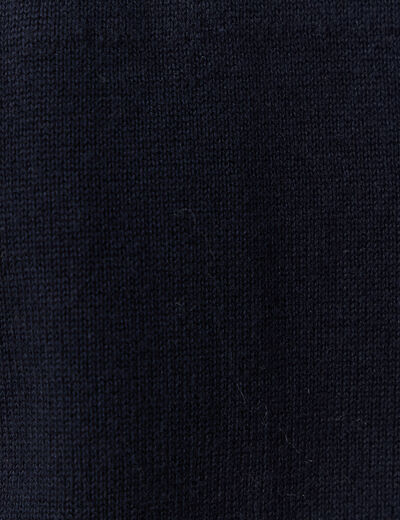 Pull col rond manches longues en coton bleu fonc&eacute; homme