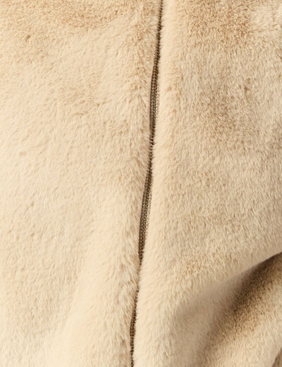 Veste droite courte col montant beige femme